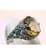 Vintage SMOKY TOPAZ RING in STERLING Silver - Size 7 - FREE SHIPPING - £46.36 GBP