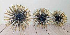 MCM Metal Starburst Atomic Sea Urchin - Set of 3 - Black &amp; Gold Wall Mou... - £17.01 GBP