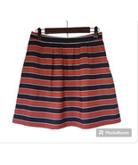 J Crew Navy Blue &amp; Orange Striped Short Pleated Skirt Size 6 Front Pockets - £13.40 GBP