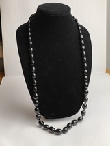 Vintage Signed Trifari Lucite Black Graduated Knotted 36” Necklace - £11.67 GBP