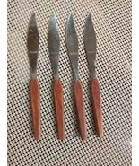 Mode Danish Steak Knives Teak Wood Handles Sheffield England MCM 8.5&quot; Vi... - £14.15 GBP