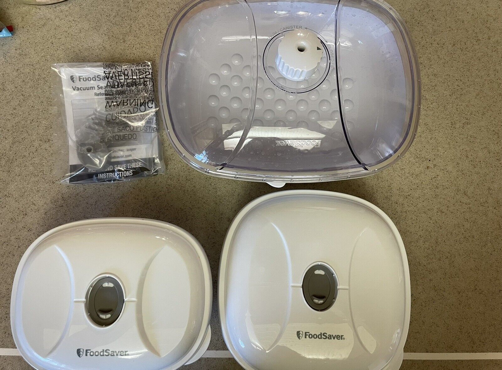 Primary image for 3 pack Foodsaver Vacuum Sealer Containers with Lids Marinating - never used