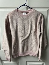 Sanrio Hello Kitty Long Sleeved Sweatshirt Womens Size S  Pink Fleece Textured - £10.80 GBP