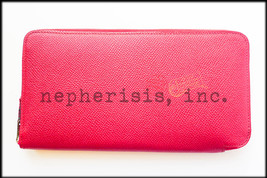 AUTH BNIB Hermes SILK&#39;IN Long Zip Wallet Epsom RUBIS &amp; ROSE TYRIEN Silk ... - $2,800.00