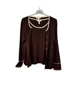 Real Clothes Womens XL Brown Sleeveless Top &amp; Cardigan Set Silk Blend - $29.69