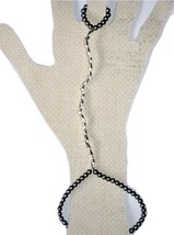 Stretch Cord Slave Bracelet with Ring Attached Glass Pearls and Silver - $18.50