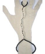 Stretch Cord Slave Bracelet with Ring Attached Glass Pearls and Silver - £14.47 GBP