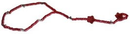 Slave Anklet with Attached Toe Ring Red Beads Dragonflies and Flowers - $20.00