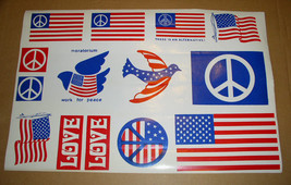 Hippie Love Peace Sticker Sheet Vintage 1960&#39;s Doves Peace Flag - £31.59 GBP