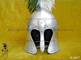 Medieval Barbuta Casco Maciza Acero Vintage Réplica Completo Tamaño Con Forro - £129.02 GBP