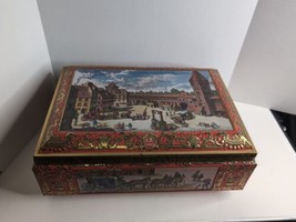 Vintage E Otto Schmidt Gold Tin Large Cookie Box German Lebkuchen und Hoing 1986 - £22.01 GBP