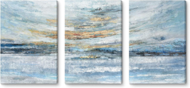 Abstract Canvas Wall Art for Bedroom 3 Piece Ocean Painting Coastal Theme Artwor - £41.99 GBP