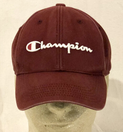 Primary image for Champion Men’s Adjustable Strap Back Burgundy Cap W/Whote Embroidered Logo Used