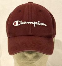Champion Men’s Adjustable Strap Back Burgundy Cap W/Whote Embroidered Lo... - $14.84