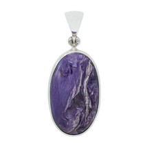 Stones Desire Charoite Stone Pendant Necklace (22&quot;) Purple - £128.04 GBP