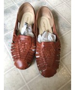 Women&#39;s Orange Leather Close Toe Hurache Sandals Soft Spots 9 W - £22.18 GBP