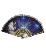 Elvis Presley blue white jumpsuit hand fan lace trim   #9025 9.5” x 18” - $10.99