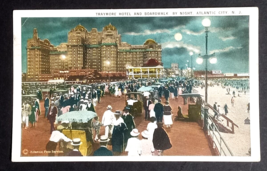 Traymore Hotel &amp; Boardwalk at Night Atlantic City New Jersey NJ Postcard c1920s - £6.38 GBP