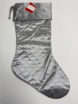 Holiday Time Silver Glitter Snowflake Quilted Christmas Stocking Decoration - $19.99