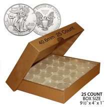 25 Direct Fit Airtight 40.6mm Coin Holders Capsule For 1oz US SILVER EAGLE w/BOX - £9.52 GBP