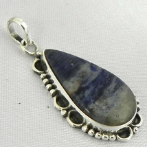 925 Sterling Silver Sodalite Handmade Necklace 18&quot; Chain Festive Gift PS-1725 - £29.52 GBP