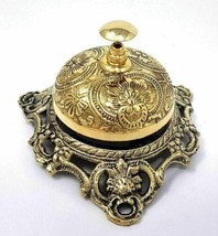 Antique Vintage Brass Ornate Hotel Counter Bell Service Nautical Designer Bell - £30.37 GBP