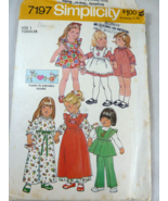 Vintage Dress Pinafore Pants Simplicity 7197 Sewing Pattern Toddler sz 1 - £7.92 GBP