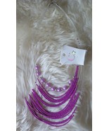 drop necklace clear string with purple beads with layers nwt - £12.23 GBP