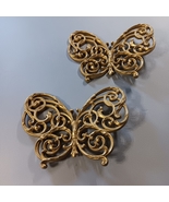 2 Vintage gold tone plastic butterflies wall hangings  - $20.93 CAD