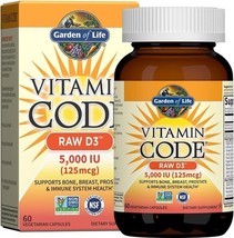 Garden of Life Vitamin Code Raw D3 5000 Iu 60 Veg Caps (Open Box) - $16.19