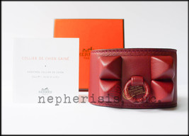 Nib Hermes Collier De Chien Leather Cdc Shadow Gaine Bracelet Cuff Swift Rouge H - $4,000.00