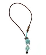 Dyed Turquoise Howlite Root Beer Seed Bead Sterling Silver Toggle Necklace - £20.35 GBP