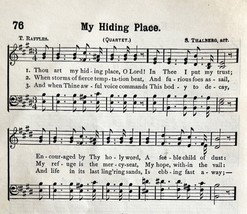 1887 Sheet Music My Hiding Place Christian Victorian Gospel Hymns 7.75 X 5&quot; - $19.99