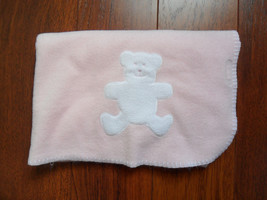 Pink Bear Baby Blanket White Bear Fleece  Blankets and Beyond Pink Plush - £13.85 GBP