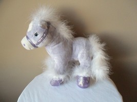 Horse Pony Animal Alley Purple Plush Stuffed Sparkle White Boa feathers 2009" - $29.35