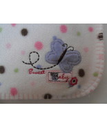 Just Born Butterfly Polka Dot Baby Blanket Pink Brown White Plush 30 x 40&quot; - $19.55