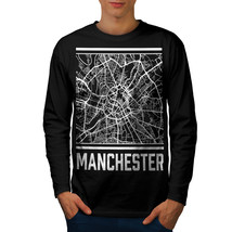 England Manchester Tee Big City Map Men Long Sleeve T-shirt - £12.07 GBP