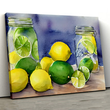 Lemons in Mason Jar Landscape, Abstract Illustrations Modern 16 ,Canvas Wall Art - £28.32 GBP+