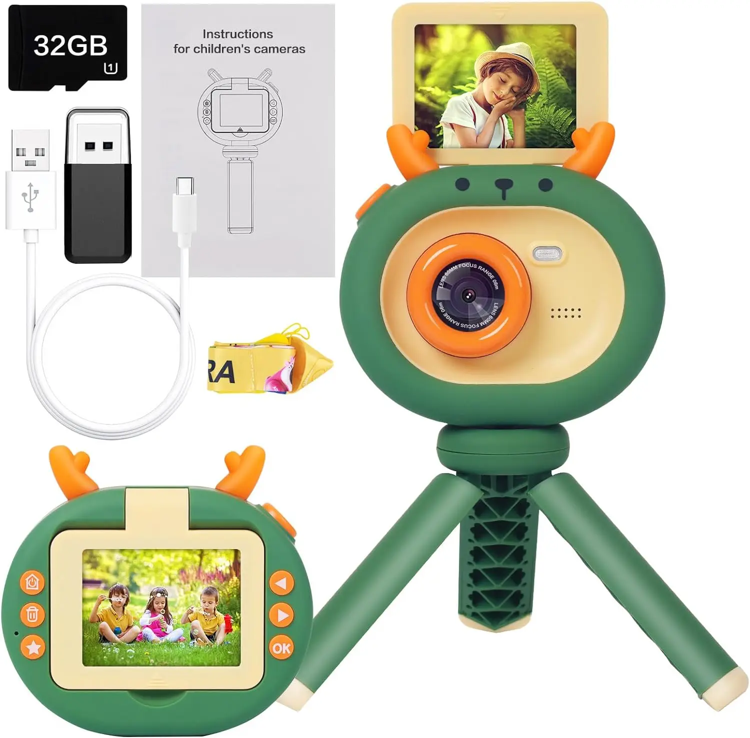 Kids Digital Camera 4800W HD Flip Up Selfie Camera Children Toys Christmas - £37.83 GBP+