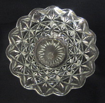 Prescut Clear Glass Bowl Scalloped Rim Geometric Design 10 Inch Diameter - £27.96 GBP