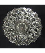 Prescut Clear Glass Bowl Scalloped Rim Geometric Design 10 Inch Diameter - £27.51 GBP
