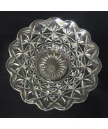 Prescut Clear Glass Bowl Scalloped Rim Geometric Design 10 Inch Diameter - $48.00 CAD