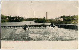 c1908 Anoka MN Rum River and Dam Vintage Antique Postcard - Double Postmark - £1.19 GBP