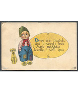 1912 Antique Dutch Boy and Dog - Humorous Vintage Postcard - £5.41 GBP