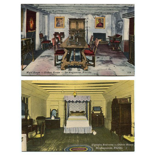 Oldest House in ST. Augustine Florida - 2 Unused Early 1900s Postcards - $9.50
