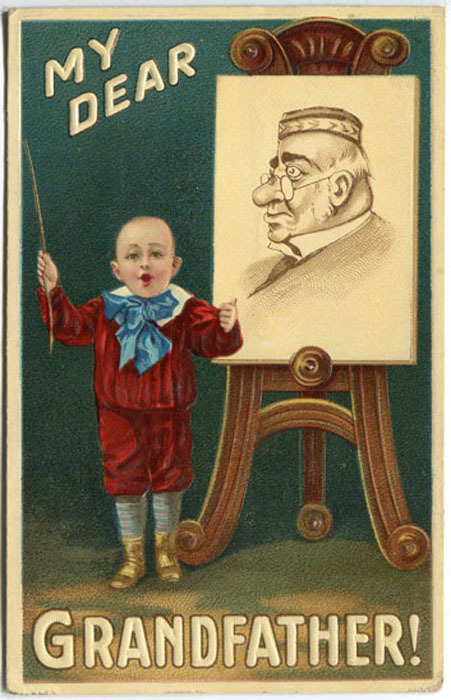 Primary image for My Dear Grandfather - Vintage Antique 1911 European Embossed Color Postcard