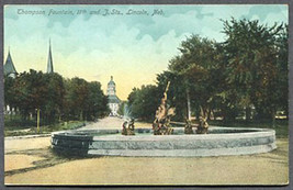 1911 Thompson Fountain Lincoln NE Antique Vintage Postcard - £1.47 GBP