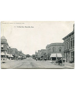 1908 Marysville KS Mainstreet Looking East Antique Postcard with Horses ... - £7.77 GBP