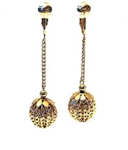 Earrings Vintage Retro Sarah Coventry Saucy Swingers 1968 Gold Ball Chai... - $12.99