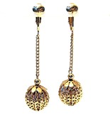 Earrings Vintage Retro Sarah Coventry Saucy Swingers 1968 Gold Ball Chai... - £10.26 GBP